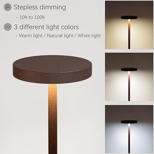 Miniatura 2 de Lámpara de mesa para exteriores, inalámbrica, recargable, portátil, con pilas, IP54 impermeable, para comedor exterior, cena, restaurante, hogar,