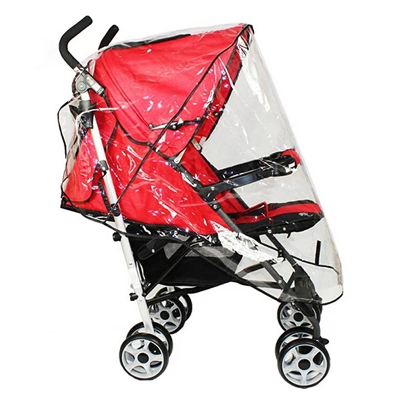 Parapioggia in PVC for passeggino | Bordo Nero Trasparente 75x55x80 cm Protezione antipioggia universale for passeggini