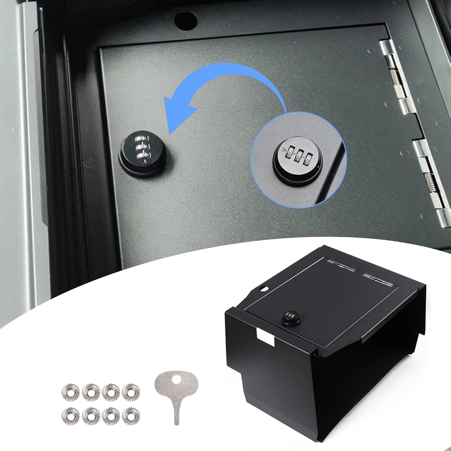 sukemichi Center Console Gun Storage Gun Safe Console Vault Lock Box for 2021 2022 2023 2024 Ford F150 Accessories，Armrest Storage Box with 3 Digit Password Lock