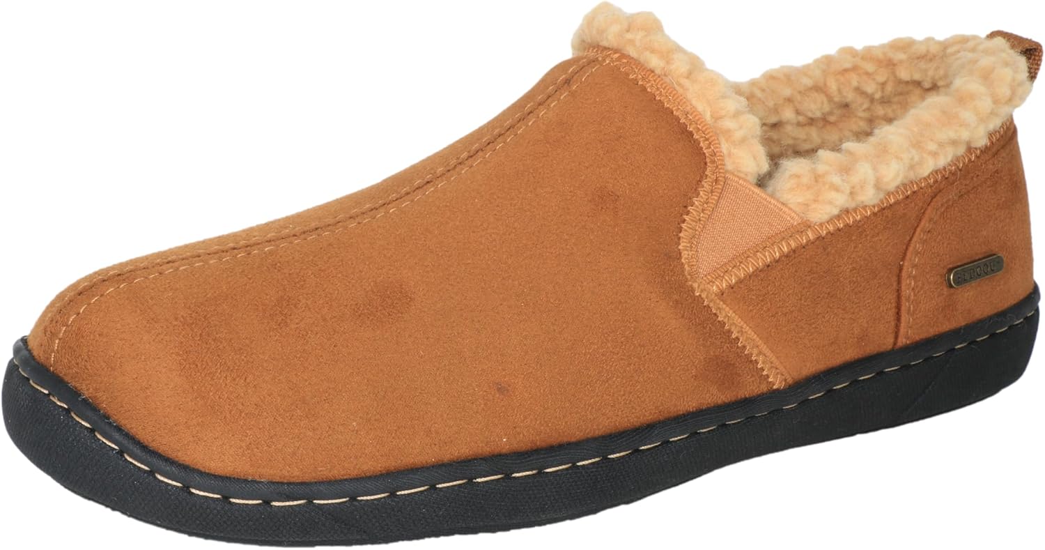 PEDOQU Men's Slippers Micro Suede Wool Blend Lining Memory Foam House Shoes, Indoor and Outdoor Warm Loafer Slipper