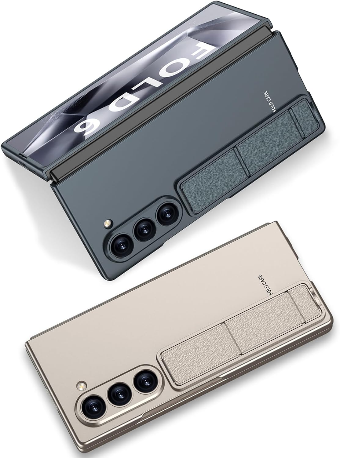 forSamsung Galaxy Z Fold 6 のための超薄い場合、見えないキック スタンドが付いている曇らされた電話カバー緩