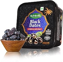 NutroVally Black Dates (400gm) | Healthy & Nutritious khajur Dry Fruits | Rich in Protein and Vitamins khajoor | No Added Sugar Premium Vegan Dates (400 Gram)