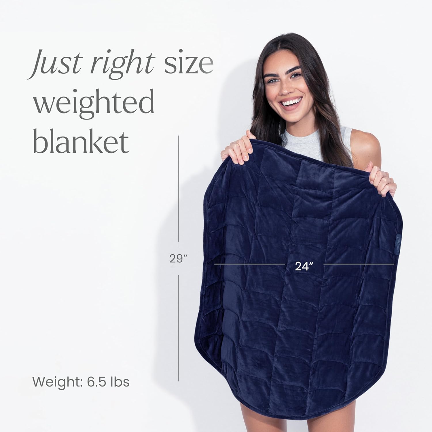 nodpod Body 6.5lb Patented Compact Weighted Blanket I Perfect for Relaxation, Sleeping & Travel l I Glass Bead Filled, Machine Washable (29" x 24") - Midnight