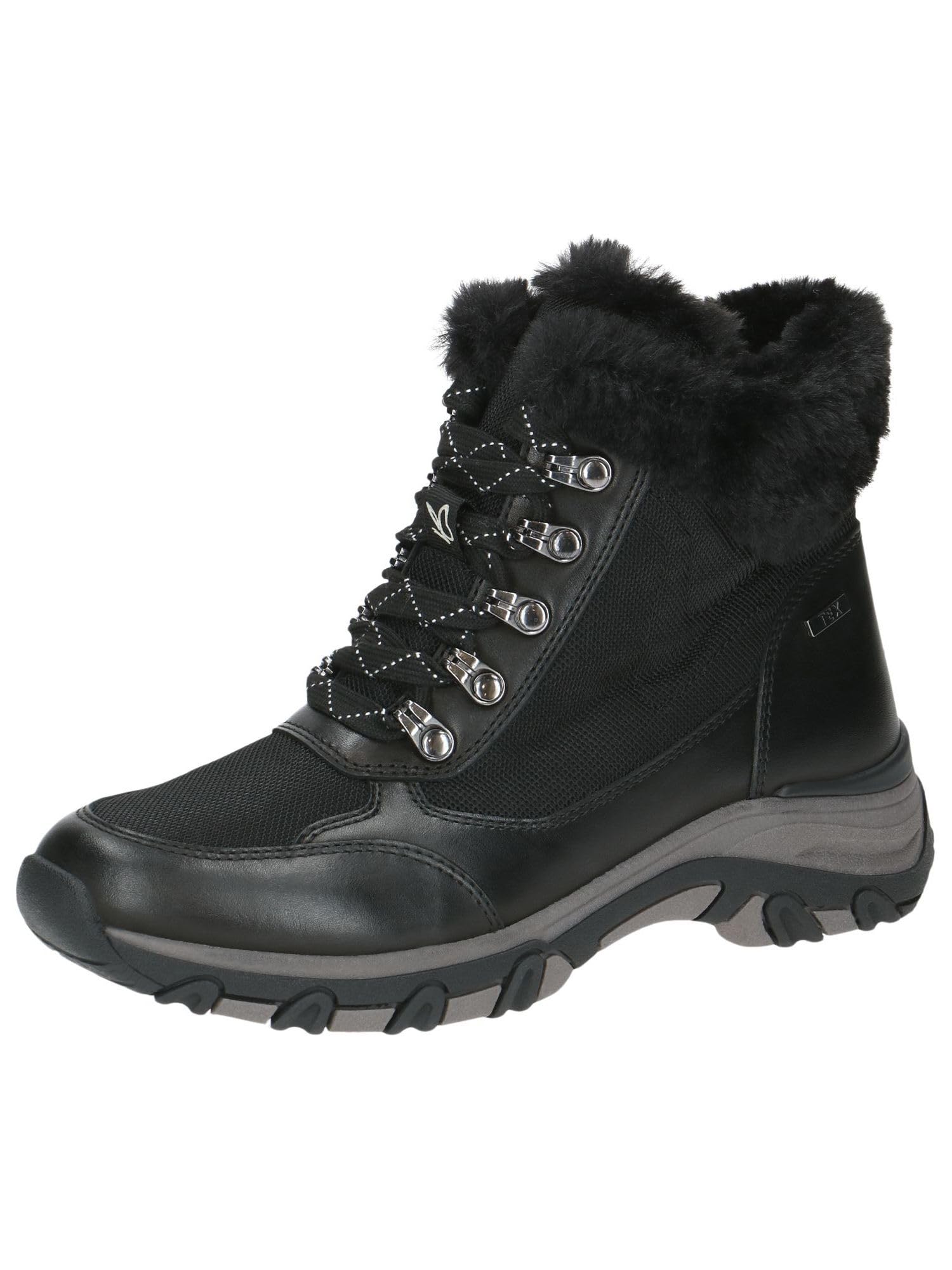 CAPRICE Women's high-top sneakers lined lace-up water-repellent, Black (Black Nappa Co), 6 UK