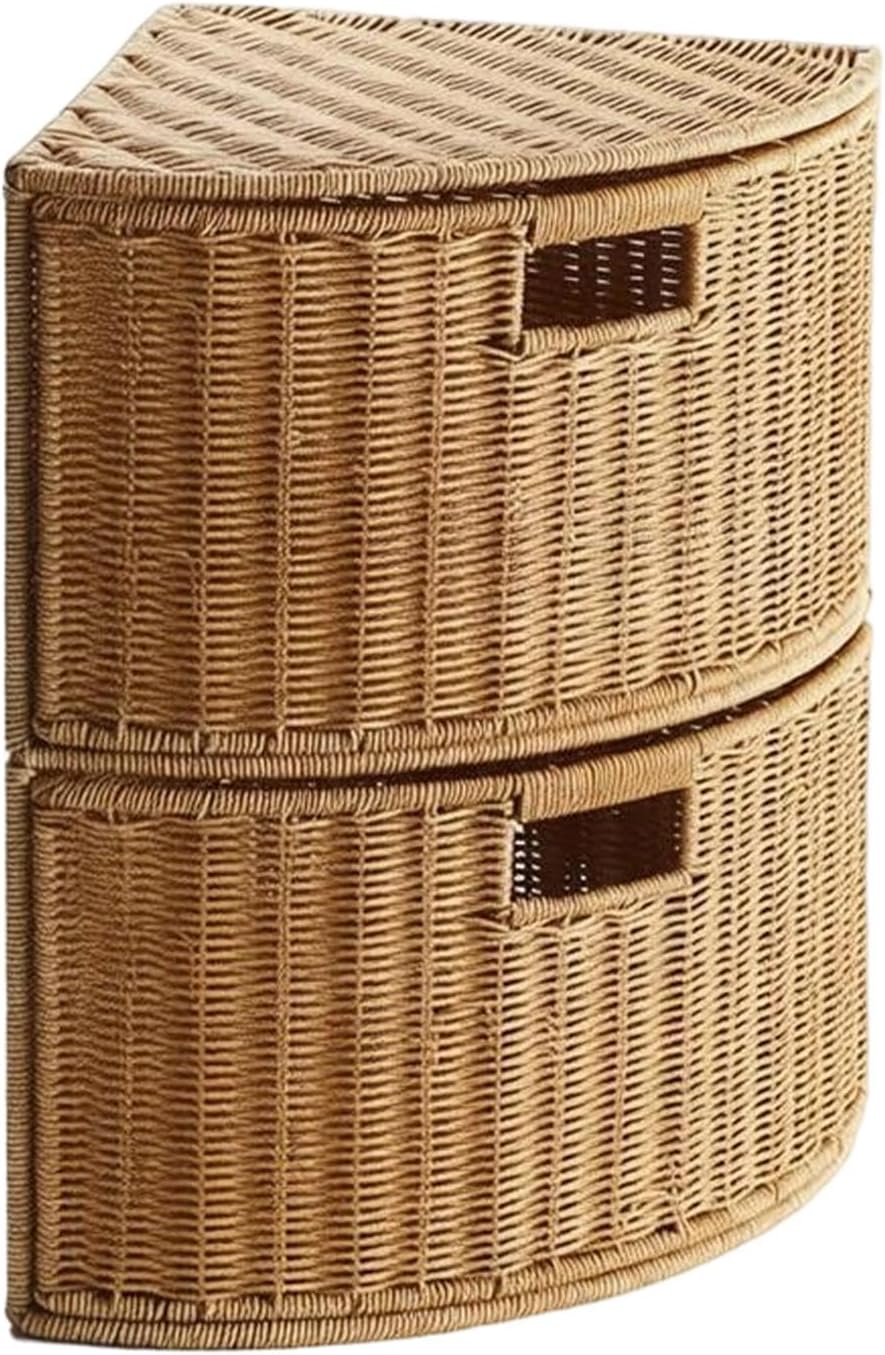 Triangular Corner Storage Basket, Stackable Closet Organizer, Woven Newspaper Organizer, L