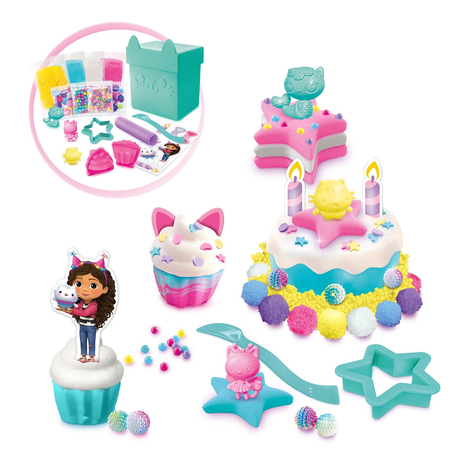 Canal Toys - P'tichou Doğum Günü Kedi Kutusu - Yaratıcı Çocuk Modelleme Hamuru Kiti - Kendi Renkli Doğum Günü Pastalarınızı Yapın - Eğlenceli El İşi ve Orijinal Hediye - GAB 015