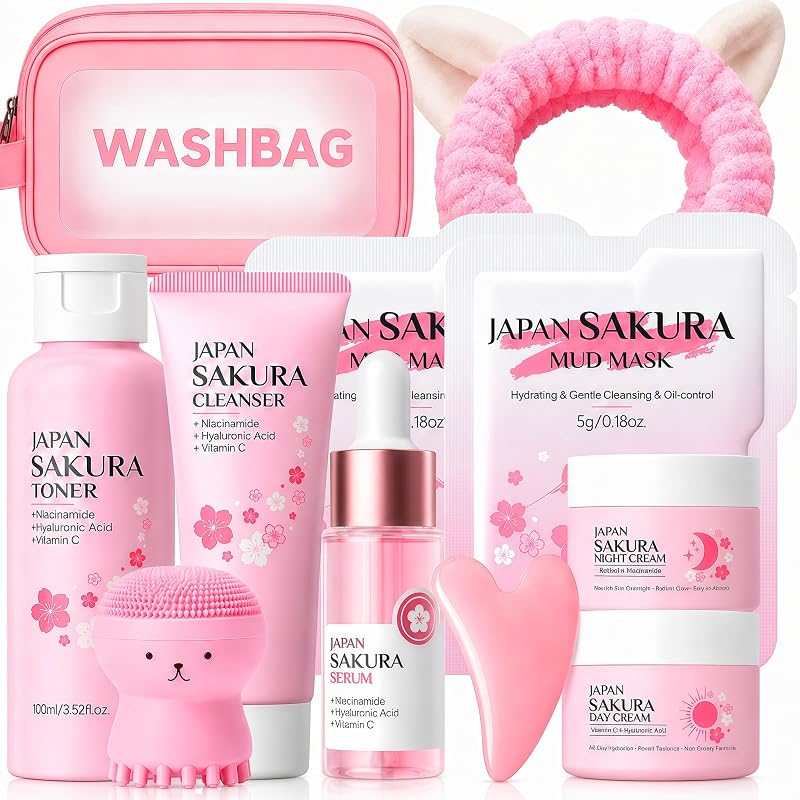 Vienflona Conjunto de Cuidados da Pele Sakura com Acessórios