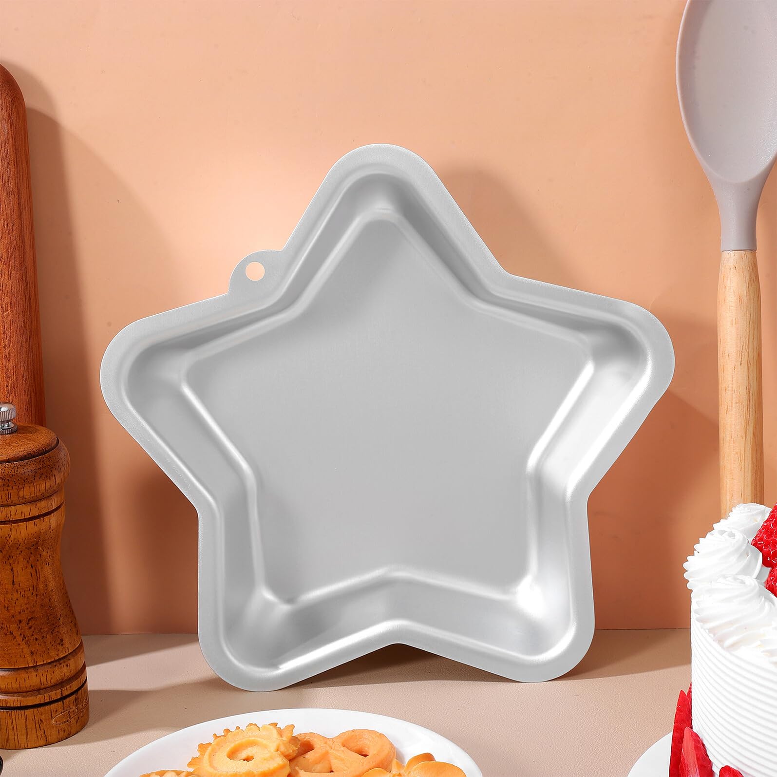SOLUSTRE Teglia per Dolci a Forma di Stella in Alluminio Resistente 24X23 CM Stampo Antiaderente per Matrimoni e Celebrazioni Utensile da Forno Duraturo