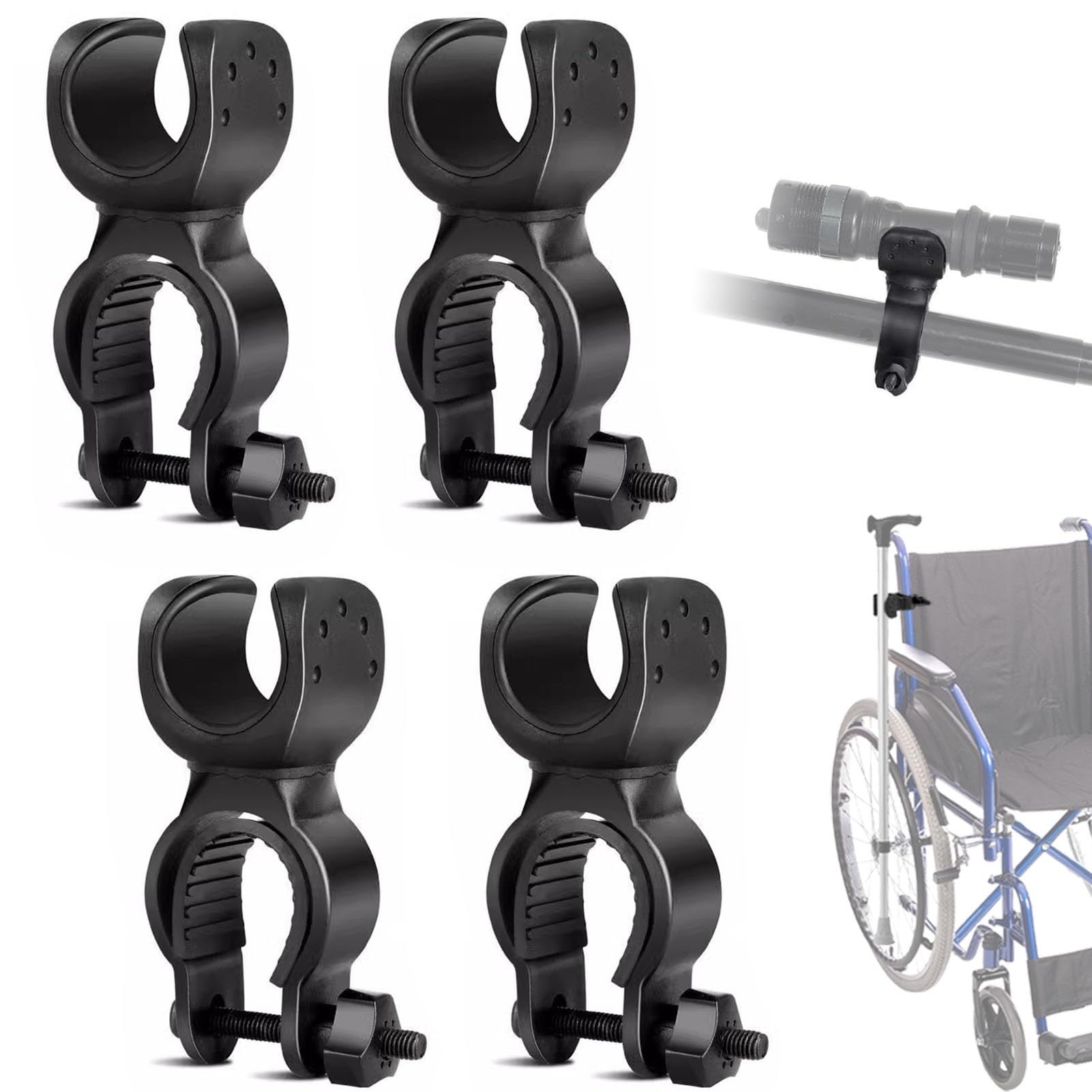 Krückenhalter,4 Stück Stockhalterung,Rollstuhl Zubehör,Drehbar Gehstockhalter,Krücken Zubehör,Gummi Halterungen für Gehstöcke & Krücken,Lichtständer Stockhalter für Rollator Fahrrad Mobilitätsroller Drogerie & Körperpflege