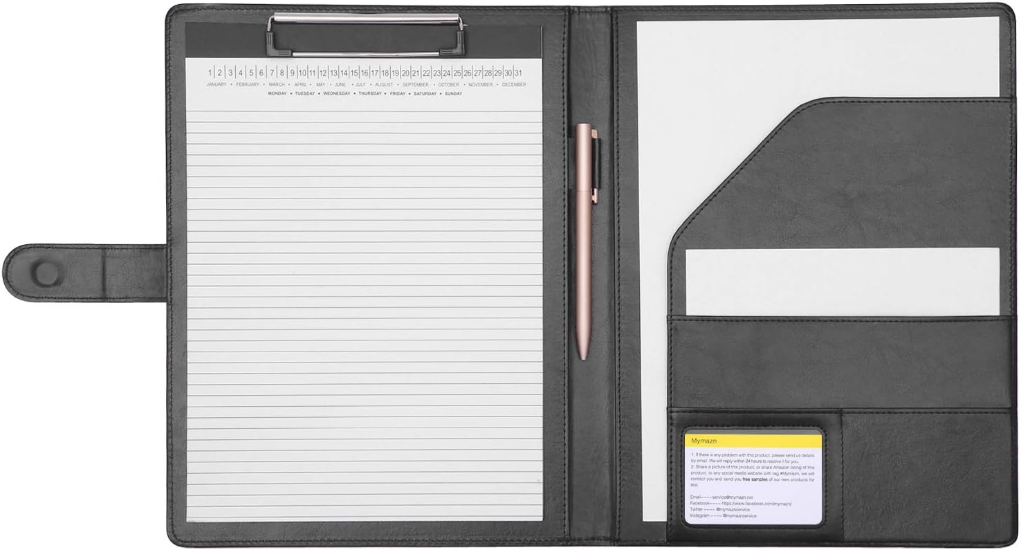 Mymazn Clipboard Folder A4 Conference Folder Document Holder for Left Handed Lefty (Black)