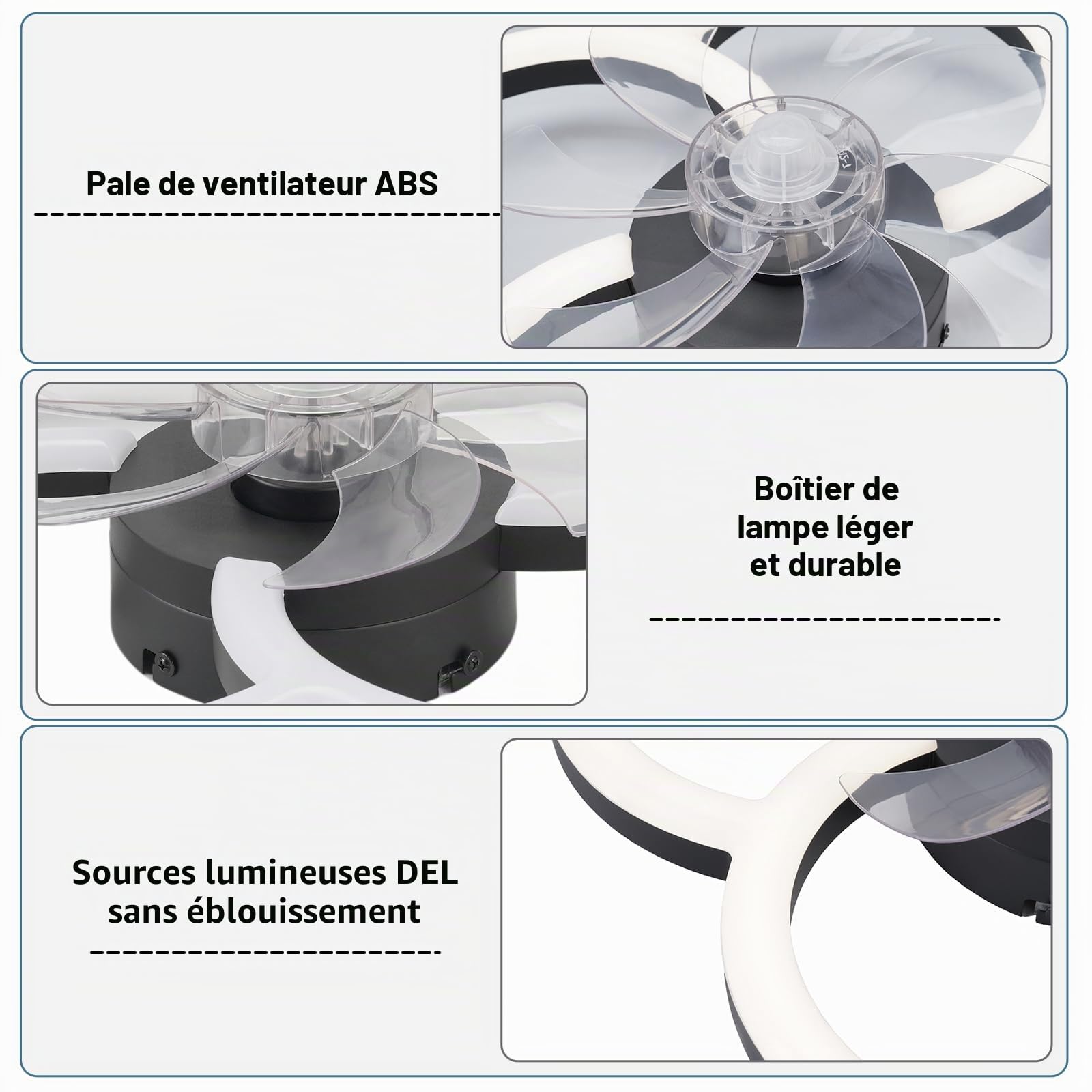 Homefire LED Ventilateur De Plafond Avec Lumiere 40W Noir Moderne Dimmable