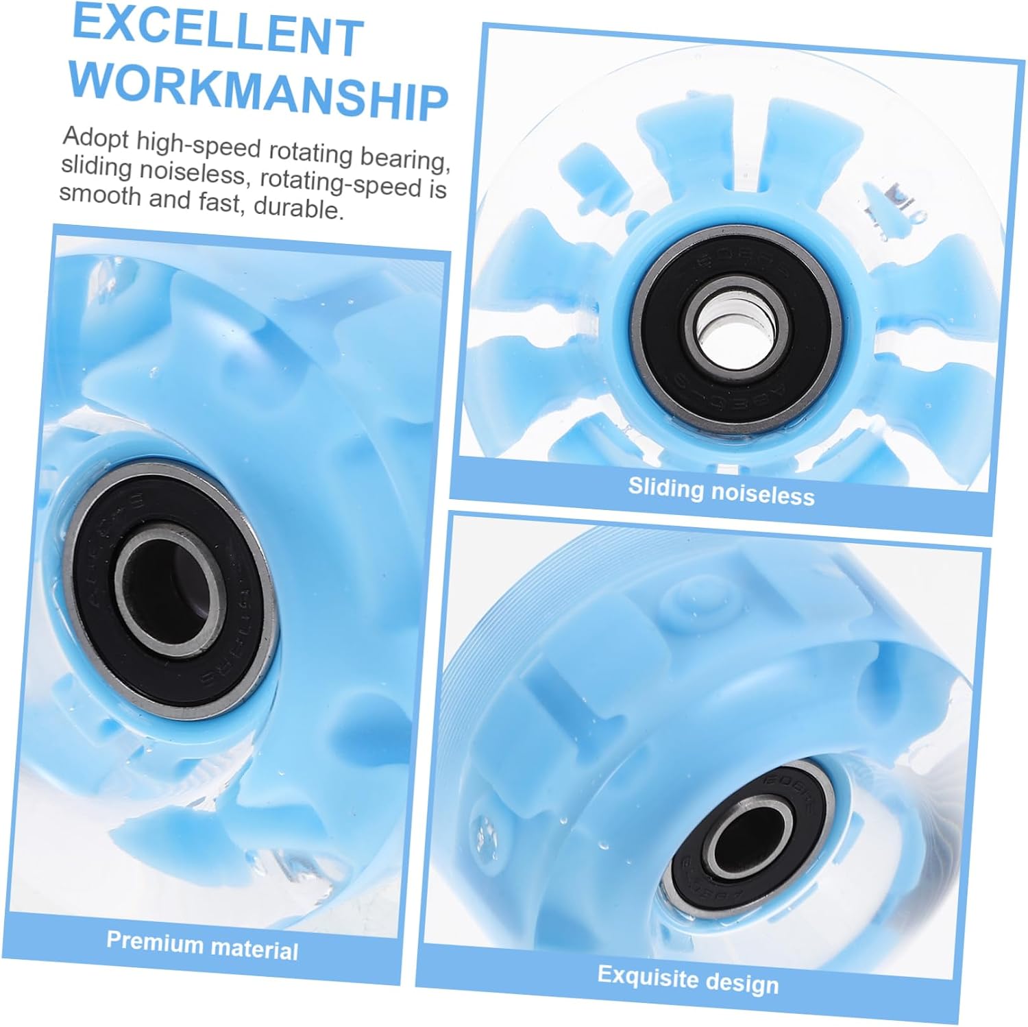 BESPORTBLE 4pcs Double-row Roller Skates Wheels Wear-resistant Outdoor Skate Wheels for Street Skateboarding