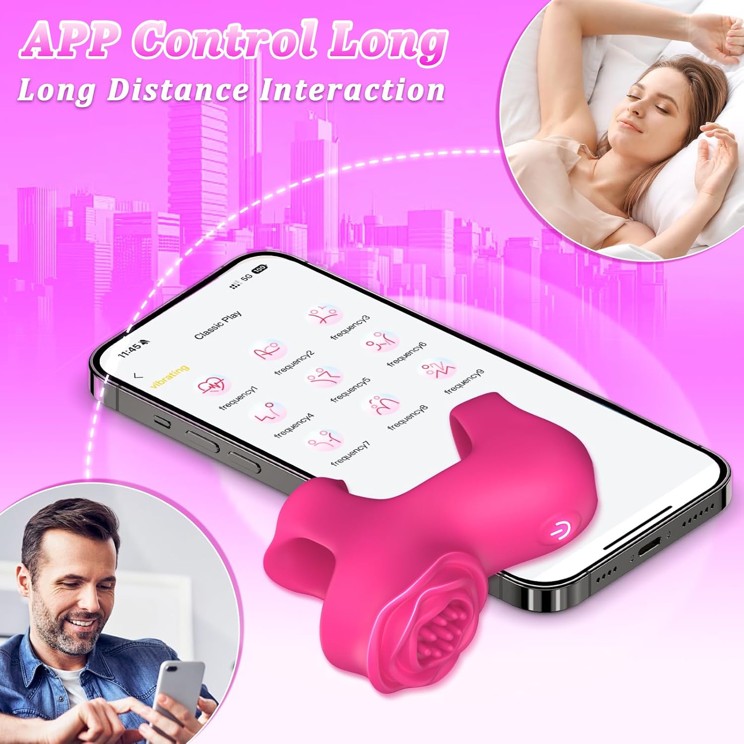 Finger Vibrator Adult Sex Toys - Mini Vibrator Rose Toy with 5 Vibrating + 9 App Modes, Clitoral Nipple Stimulator with Two Vibration Zones, Adult Sex Toys Clitoral Vibrator for Women Couples
