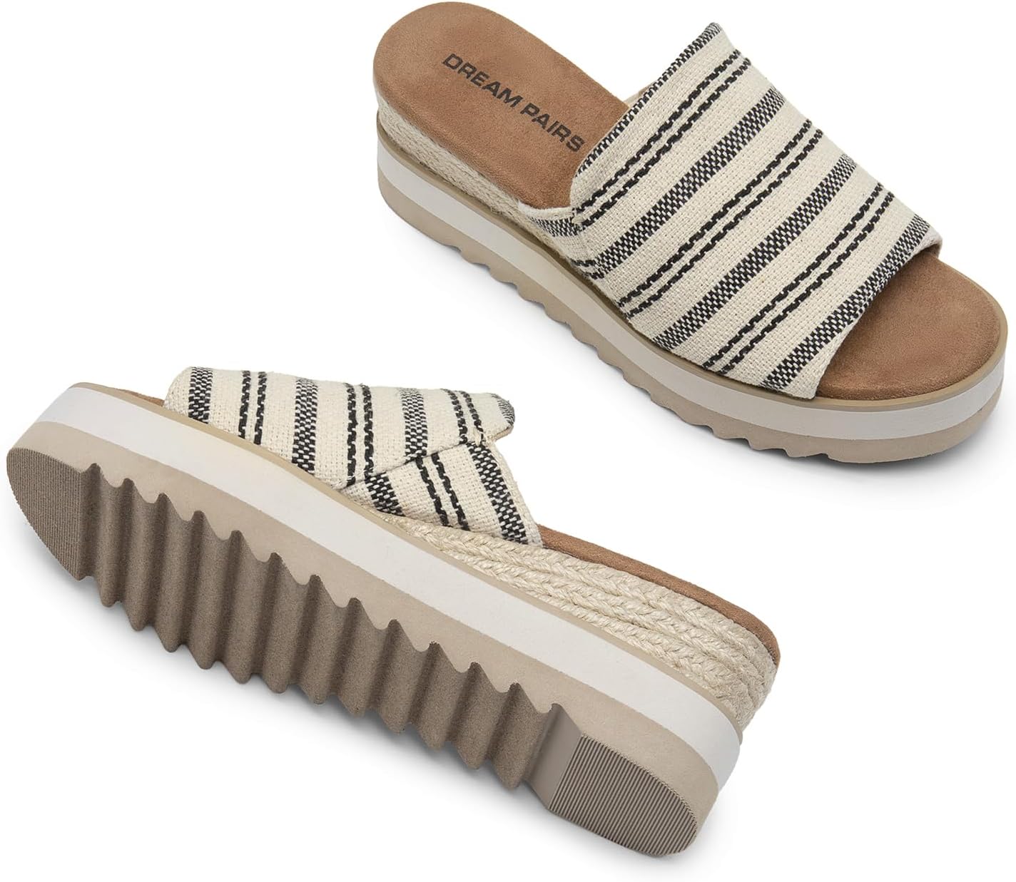 DREAM PAIRS Platform Sandals Women Slip-on Espadrille Bohemia Wedge Sandals, Comfort Dressy Summer Open Toe Canvas Slides for Women's Outdoor and Beach - Image 5