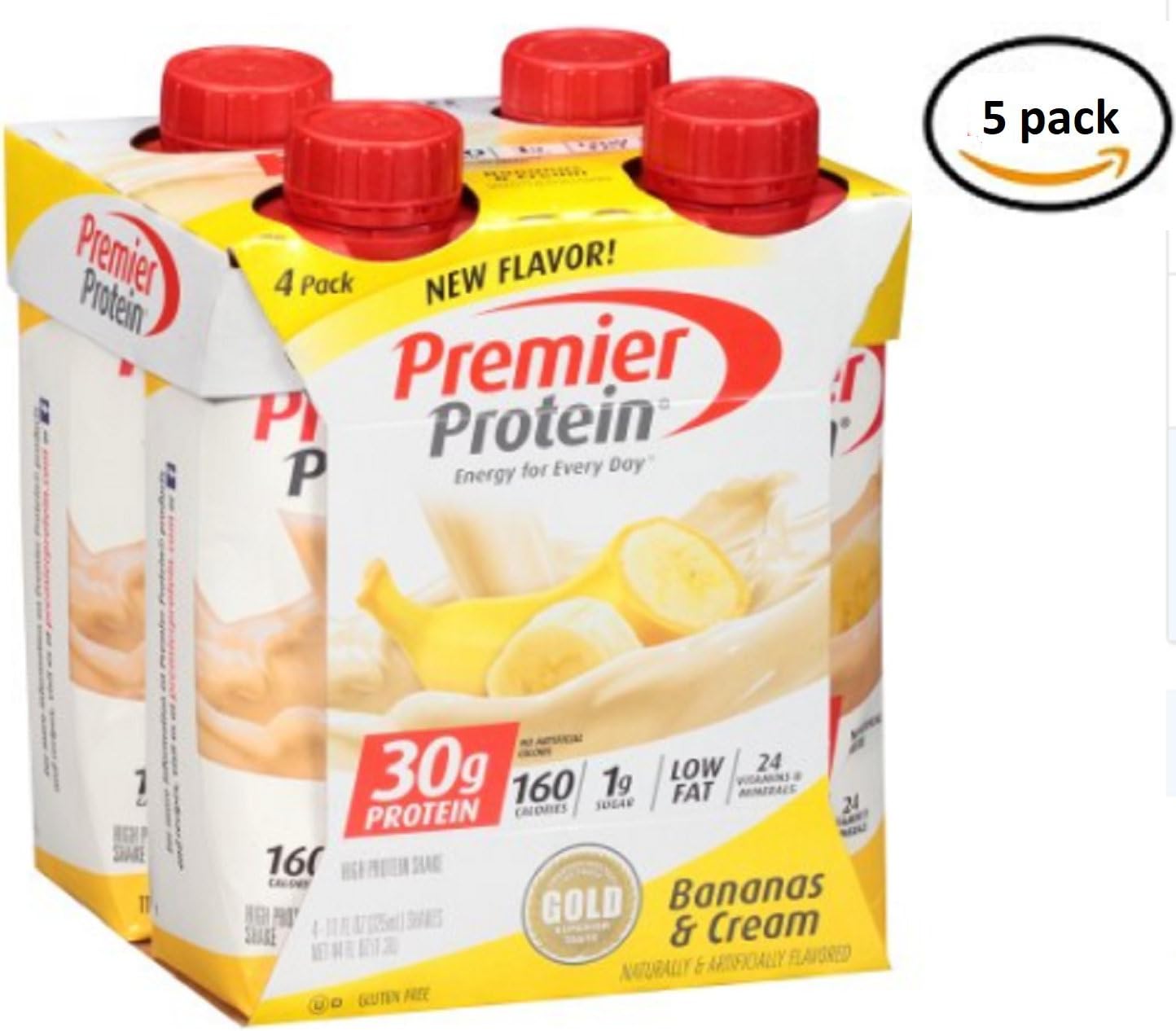 Premier Protein Bananas & Cream High Protein Shake 4 Ct. -11 fl. oz. Aseptic Cartons-5 Pack