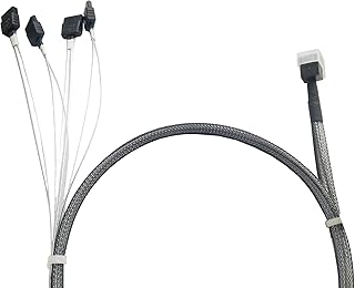 DiLiVing Internal HD Mini SAS (SFF-8643 Host) - 4X SATA (Target) Cable,SFF-8643 to 4X SATA Cable, SFF-8643 for Controller, 4 Sata Connect to Hard Drive,3.3ft/1M