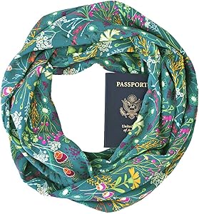 Speakeasy Travel Supply Thea Emerald Infinity Scarf with Secret Zipper Pocket