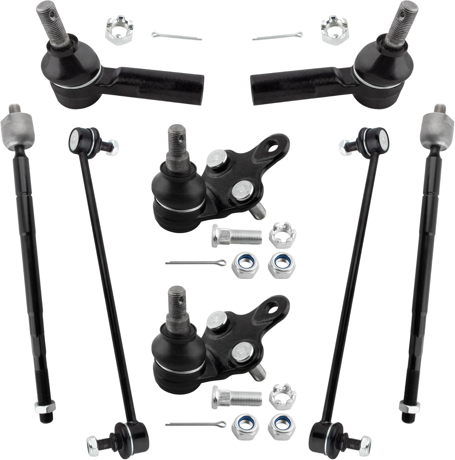 BOXI (Set of 8) Front Inner & Outer Tie Rod Ends Front Stabilizer Sway Bars Front Suspension Lower Ball Joints Fit For Toyota Sienna 1998 1999 2000 2001 2002 2003 | K90518 K90519 K9499 ES3306 EV301