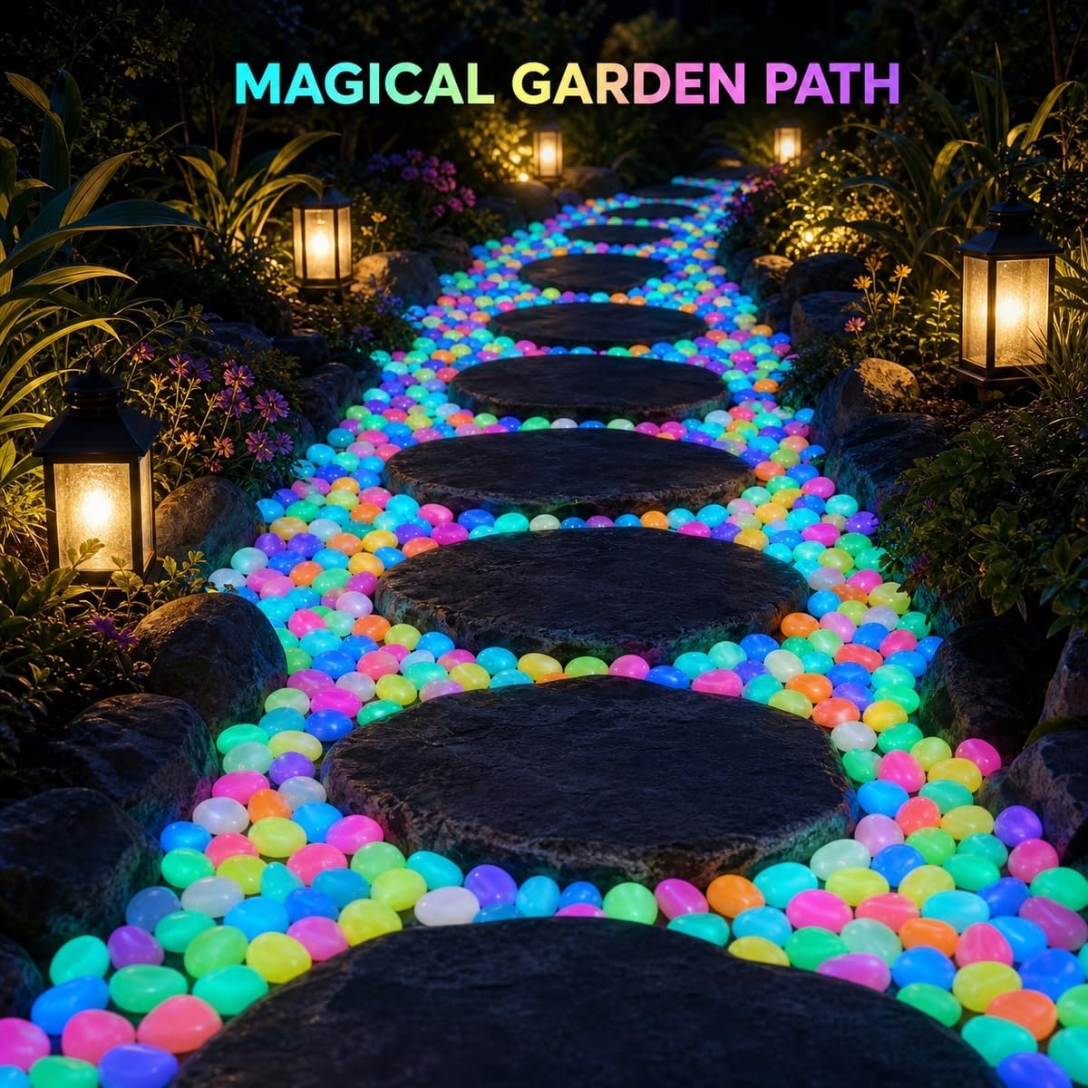 1000 PCS Glow in Dark Pebbles – Night Guide Rocks for Garden