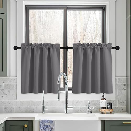 Vista 117 de NICETOWN Paneles de cortina opacas para ventanas pequeñas, con aislamiento térmico, oscurecimiento de habitación, bolsillo para barra, para cubrir