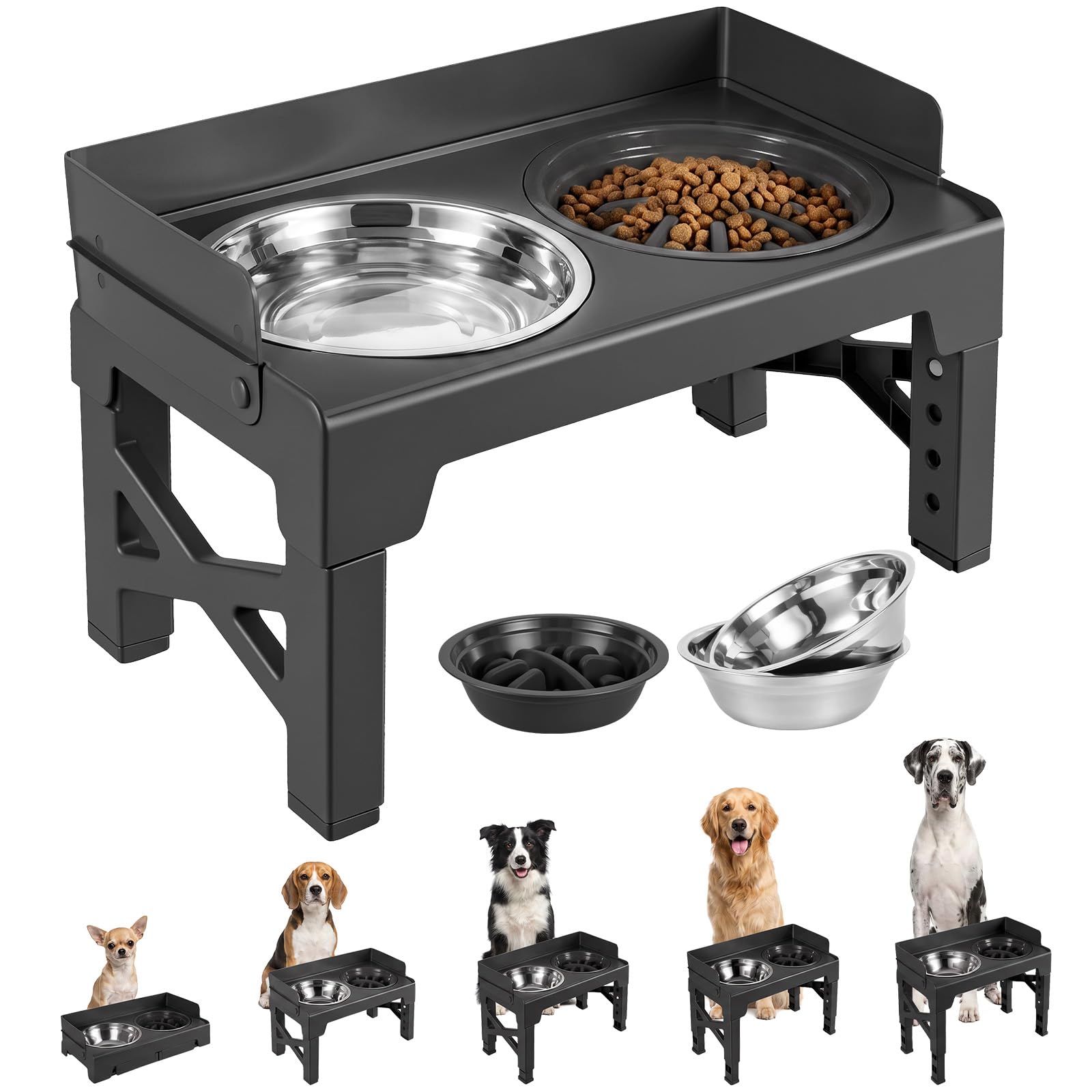 Cuenco para perros elevado, de acero inoxidable 304, con cuenco antienredos