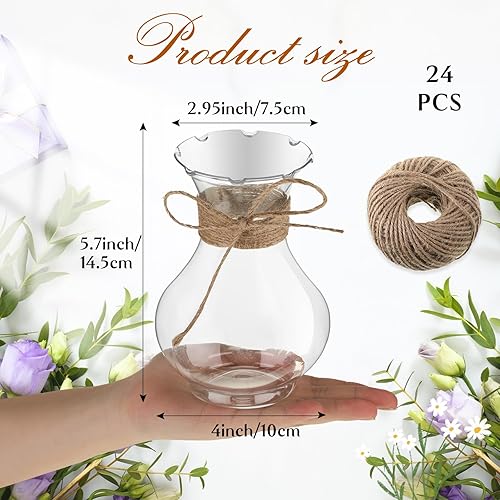 Miniatura 2 de Baderke 24 jarrones pequeños para centros de mesa, de plástico, transparente, lindos, pequeños, jacinto, jacinto, para forzar aguacate, brote de