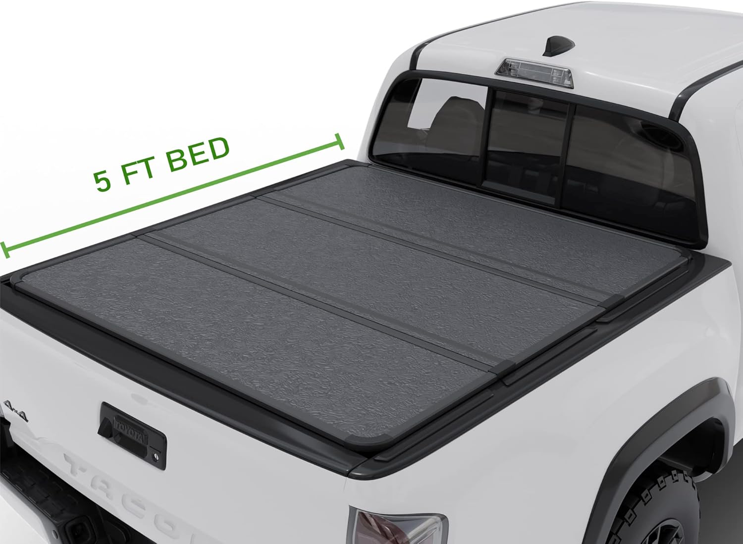 Hard Folding Truck Bed Tonneau Cover Compatible with 2016-2025 Toyota Tacoma 5ft Bed, Tri-Fold Style
