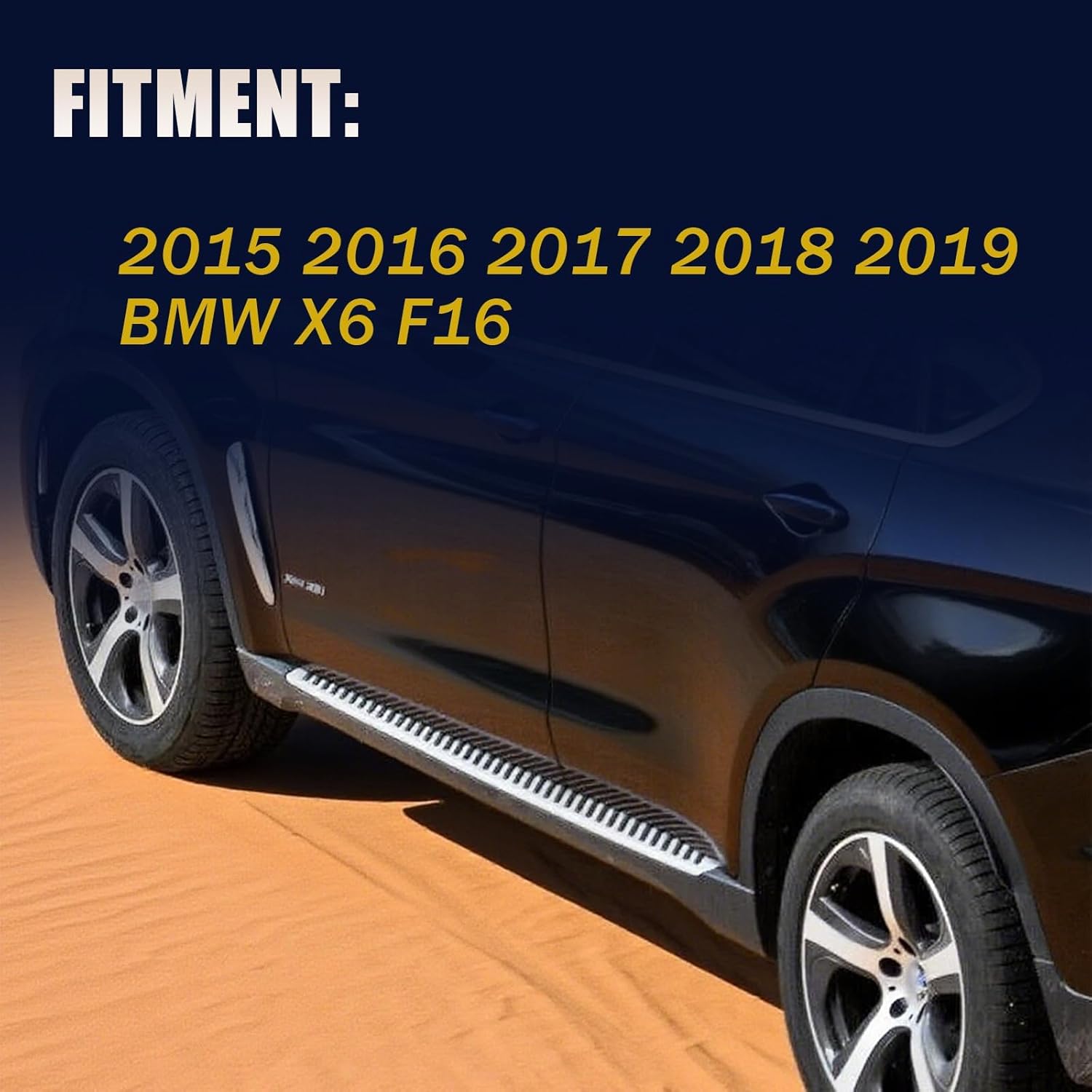 2pcs Fit for 2015 2016 2017 2018 2019 BMW X6 F16 Aluminum Running Boards Side Steps Nerf Bars