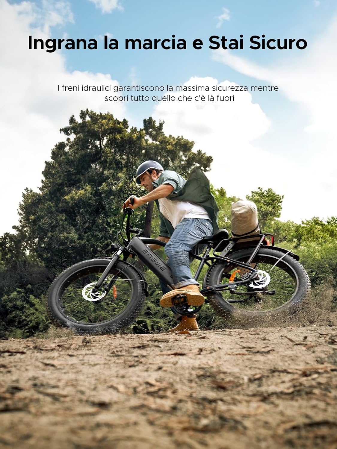 ENGWE E26 Electric Bicycle being ridden on a dirt path