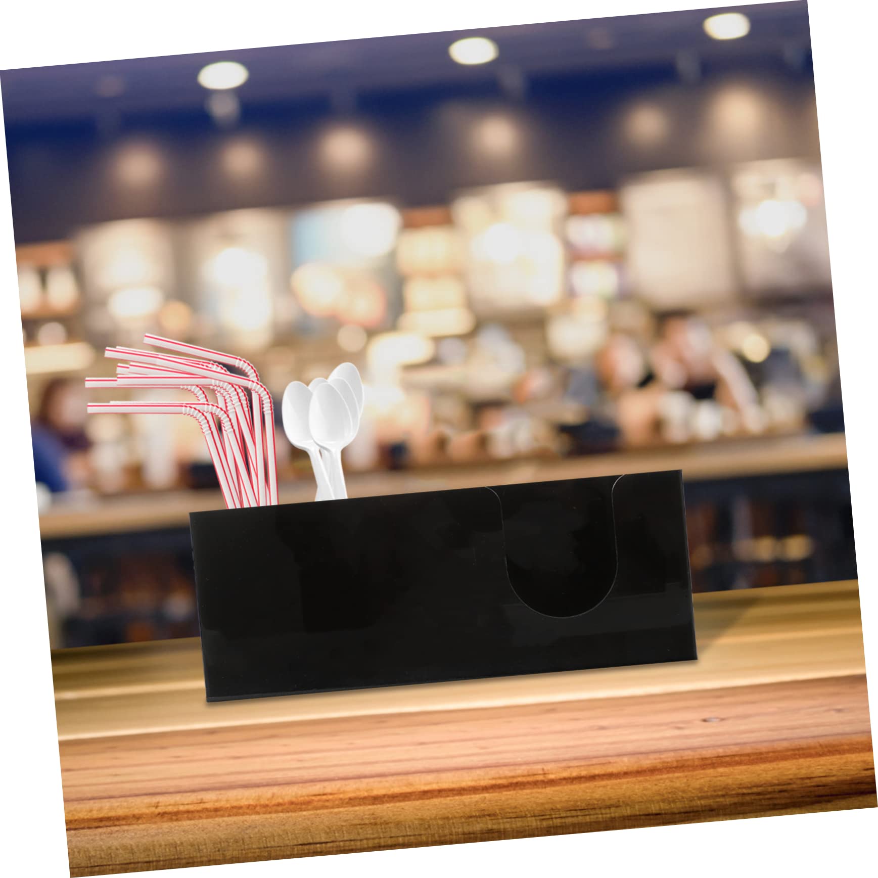 Cabilock Coffee Station Organizer for Countertop Straws Storage Box Wooden Condiment Holder Stylish Coffee Corner Decor and Design for Sugar Packets Towels and Utensils