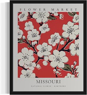 Missouri Flower Market Poster Art Print Botanical Wall Art Painting, Pastel Floral State Decor for Living Room and Bathroom 37B (Missouri Flower Market, 8 x 10 inches, Unframed)