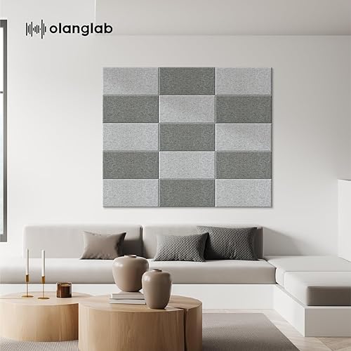 Miniatura 3 de Olanglab Paneles de pared acústicos de fibra de vidrio, paquete de 4, paneles de sonido de 11.8 x 23.6 pulgadas, paneles de prueba de sonido