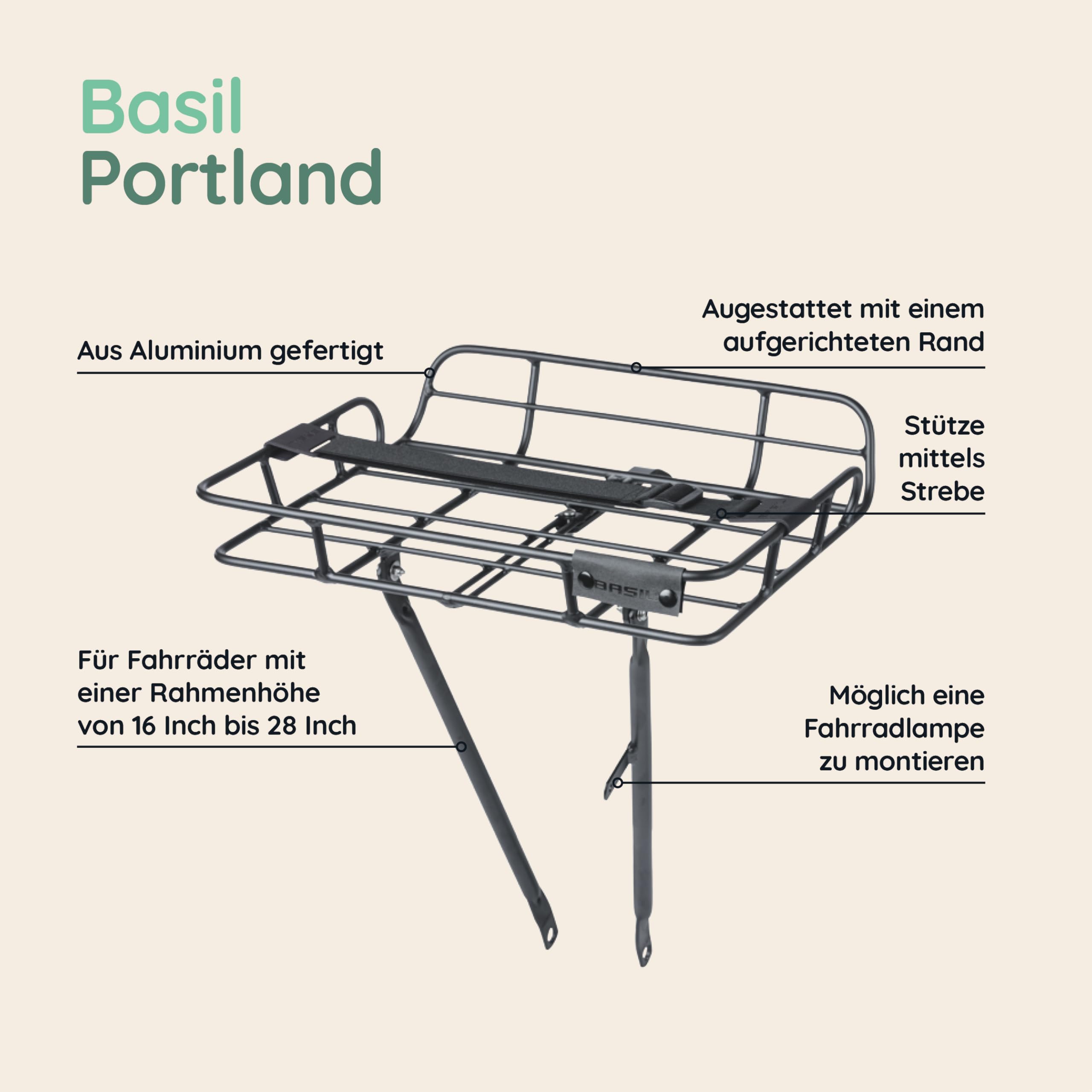 BASIL Precyzyjny Portabulto delantero basil portland a vaina do eje 12/13mm rueda 26"/28" max.10kg czarny dla profesjonalistów i majsterkowiczów do pracy profesjonalnej 13mm 10kg