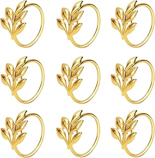 KPOSIYA Set of 20 Leaf Napkin Rings Metal Gold Napkin Holder Table Napkin Rings for Dinning Table Parties Everyday (Ye Zi-...