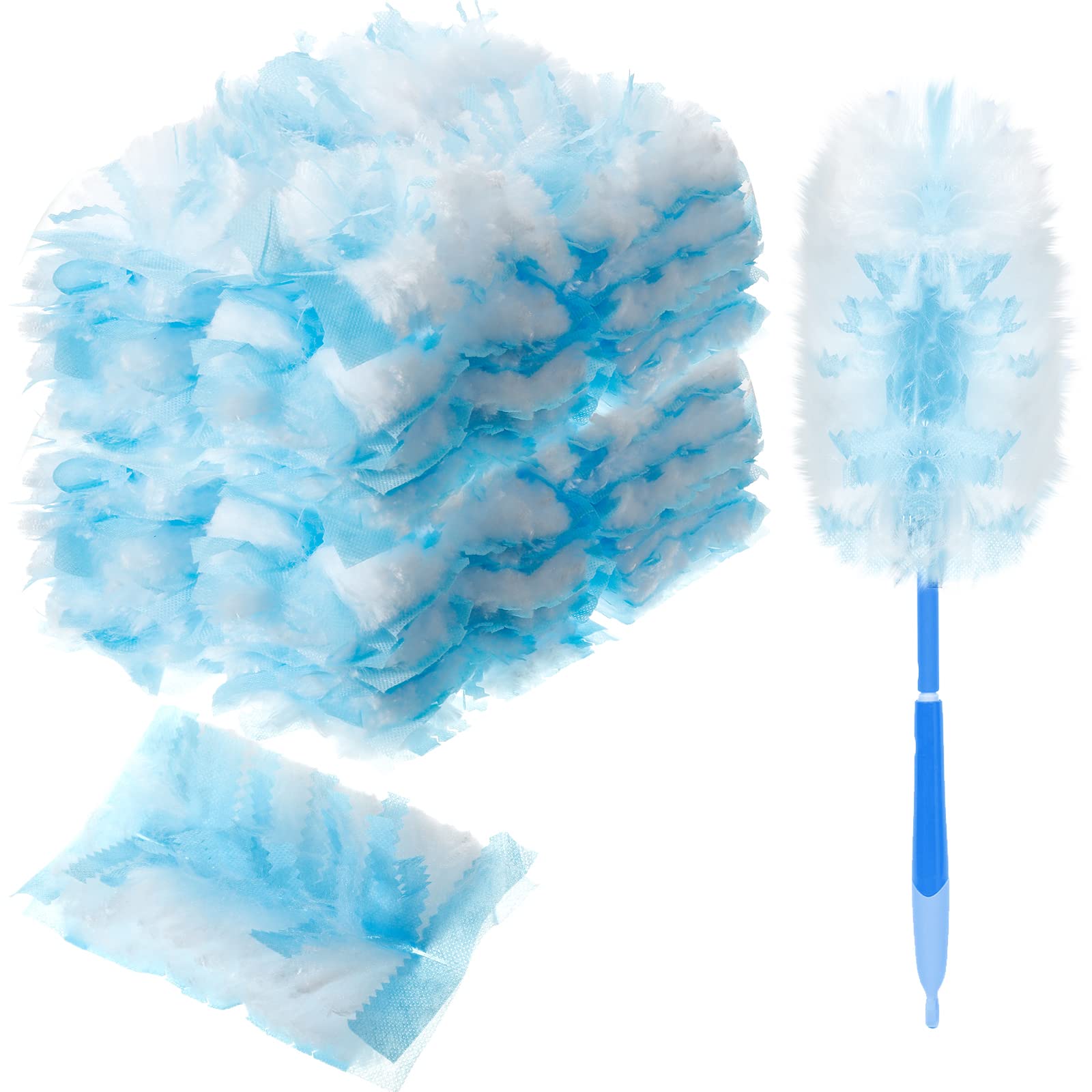 Duster Refills Compatible with Swiffer Dusters Bulk Disposable Replacement Thickened Duster Refills Heavy Duty for Cleaning Home, Office, Blinds, Ceiling(Blue, 100 Pcs)