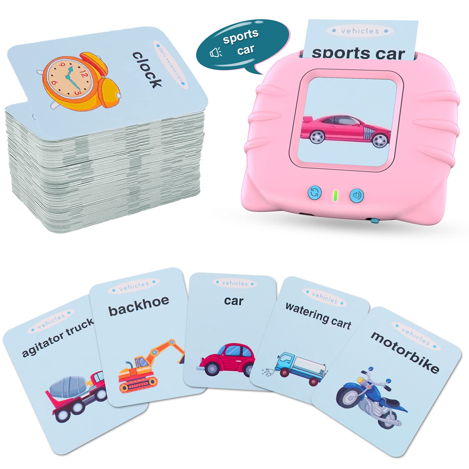 Amazon.com: Audible Flash Cards for Toddlers 2-4 Years, Kids Listen and  Learn Literacy Fun Early Learning Toys, Educational Toys for Boys & Girls,  Toddlers Education Machine with 56 Cards, 1 Reader (Pink) :