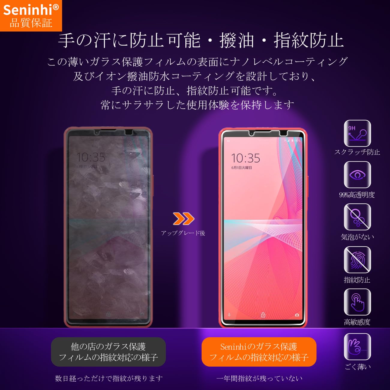 seninhi Xperia 10 iii/10 iv ガラスフィルム 2枚セット