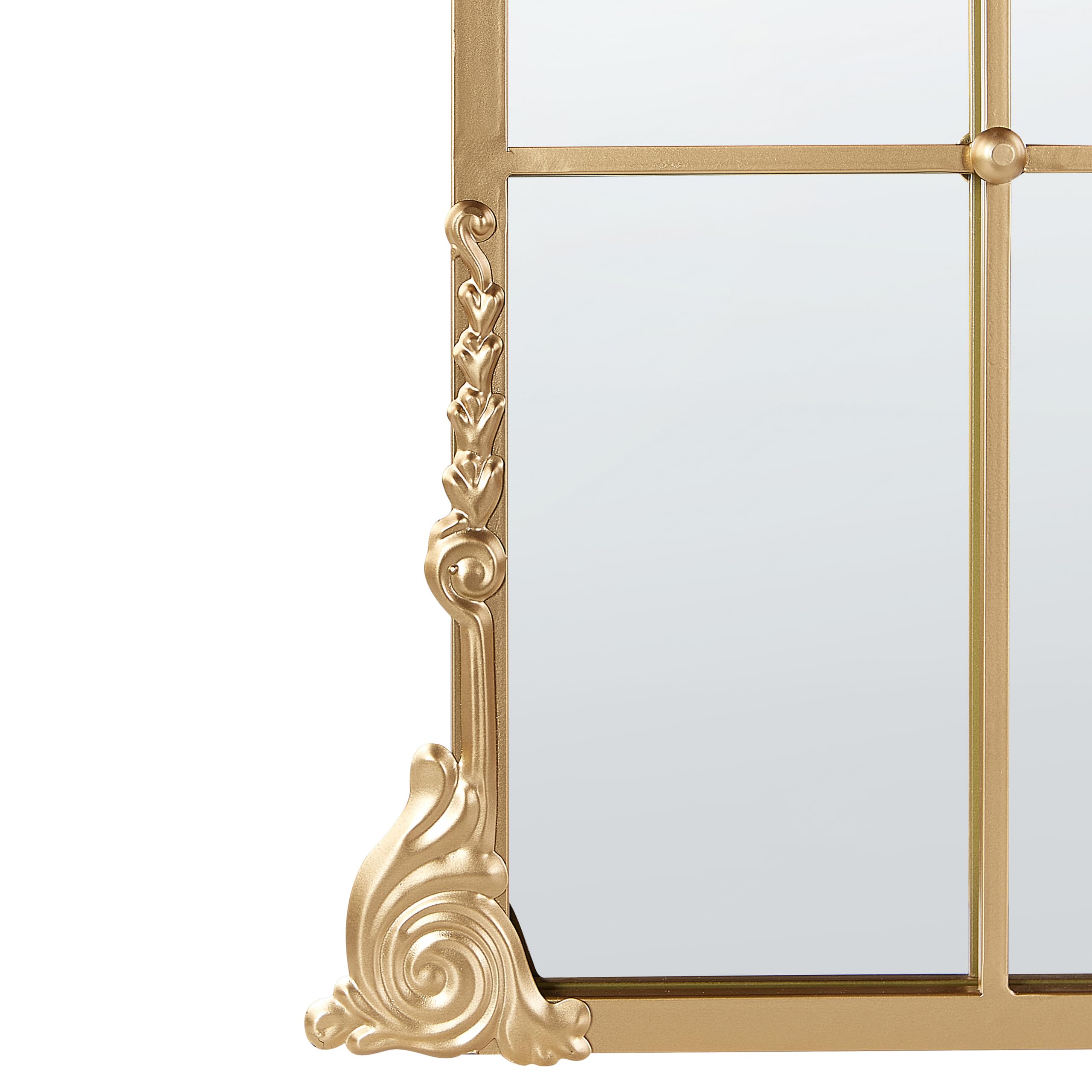 Beliani Specchio decorativo a parete stile finestra appeso 66 x 124 cm Oro
