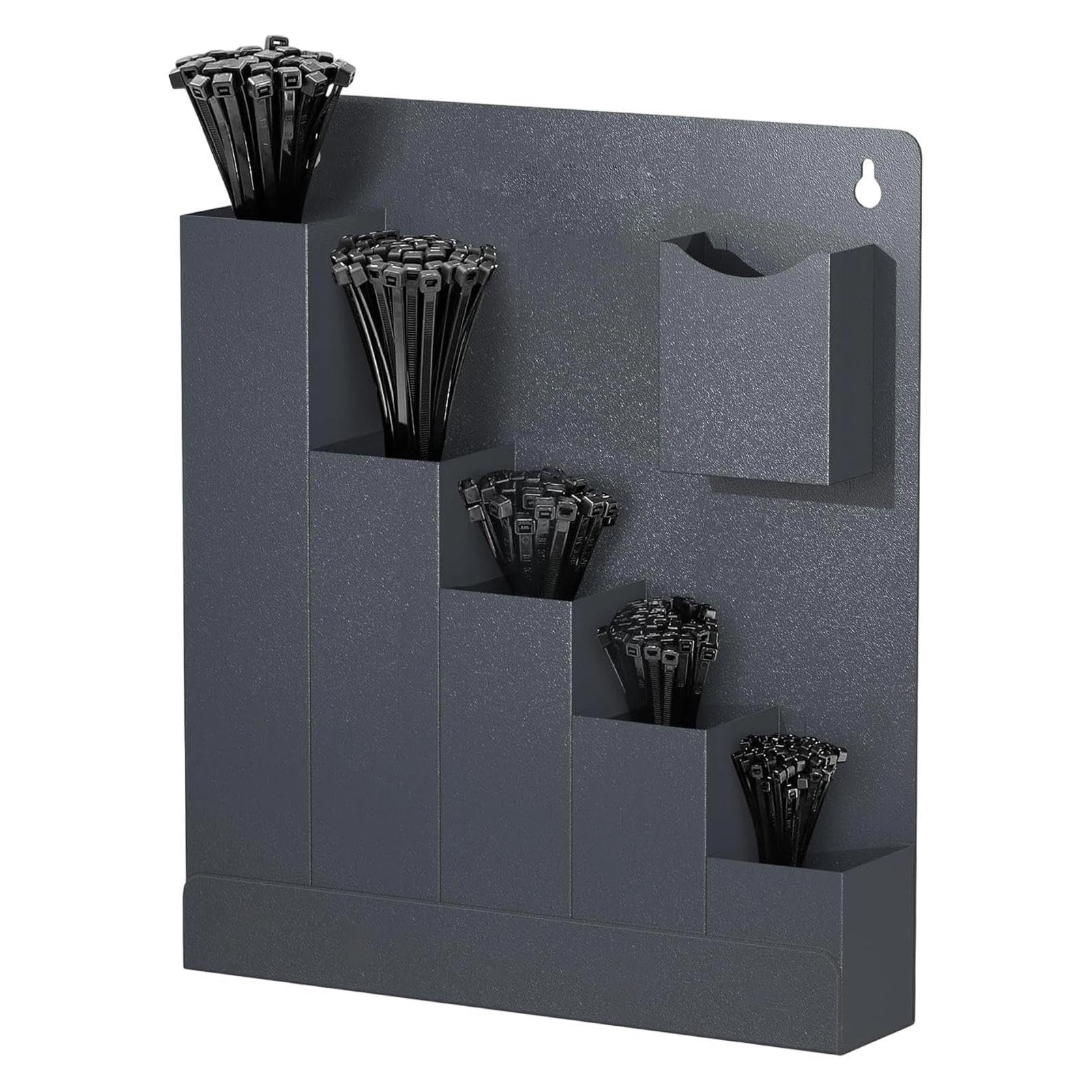 Porta Fascette A Parete Organizer a 6 tasche | Supporto fascette per gestione cavi Per Installatori Affittuari Proprietari Di Casa Ufficio Domestico Studio Officina Garage