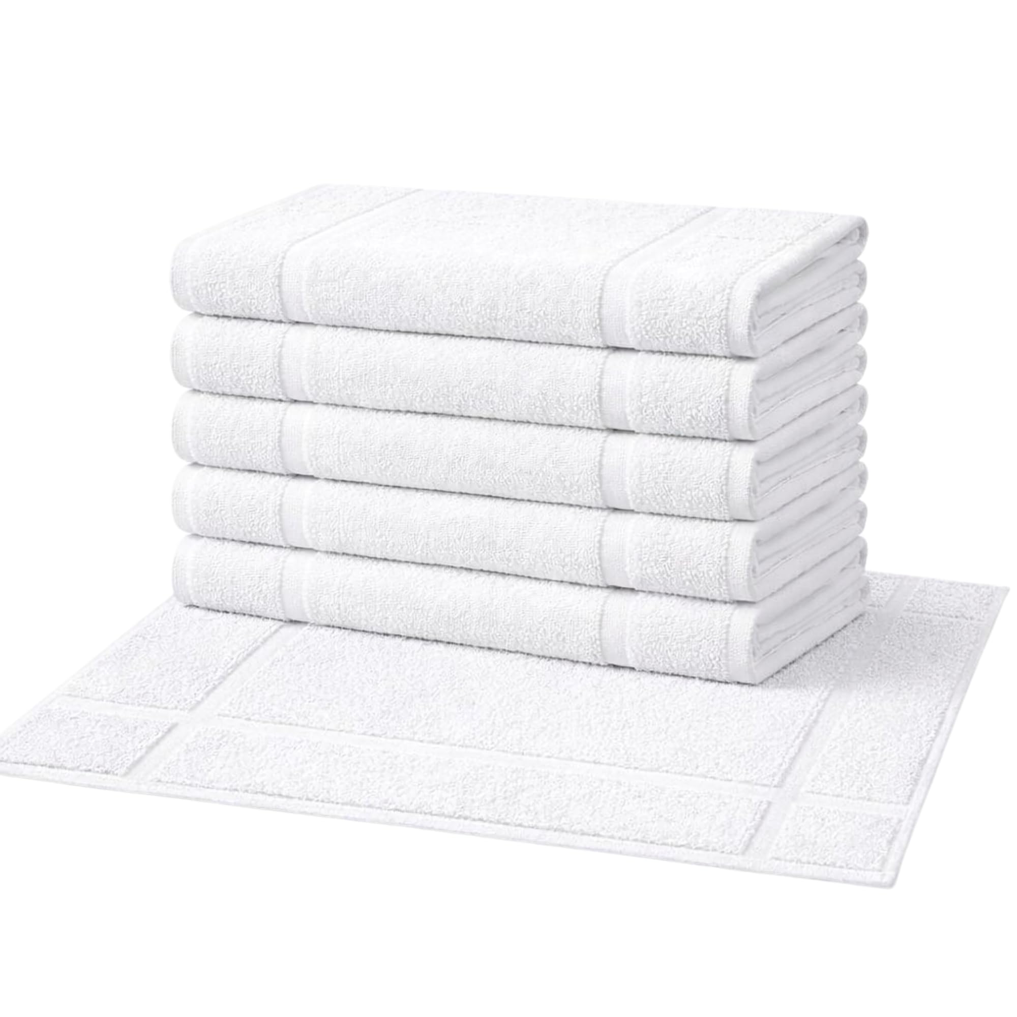 Pearl Linens Pack of 6 100% Cotton Bath Mat 20X30 inches, Soft & Absorbent Quick Dry Bathroom Mat Set, Not Bathroom Rugs, After Shower Mat, Bath Tub