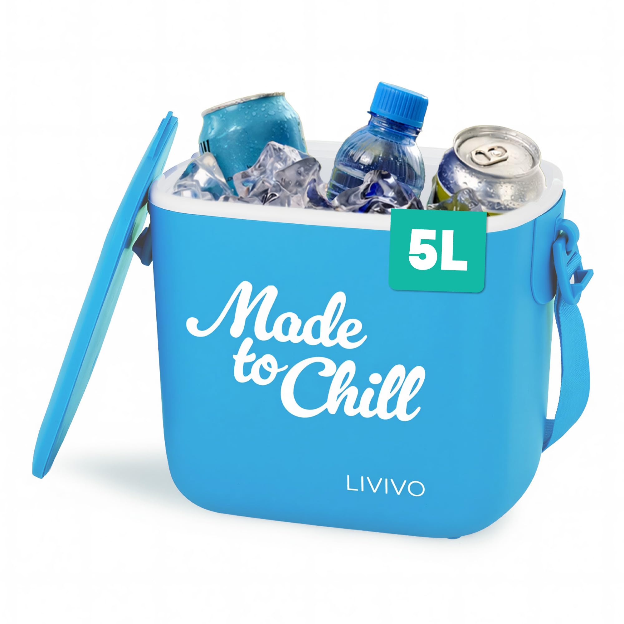 LIVIVO Made to Chill 5L Cool Box – Summer Cooler Box, Small Portable Insulated Ice Box with Strap, Lightweight Hard Cooler for Picnic, Beach, Camping & Travel — view 9