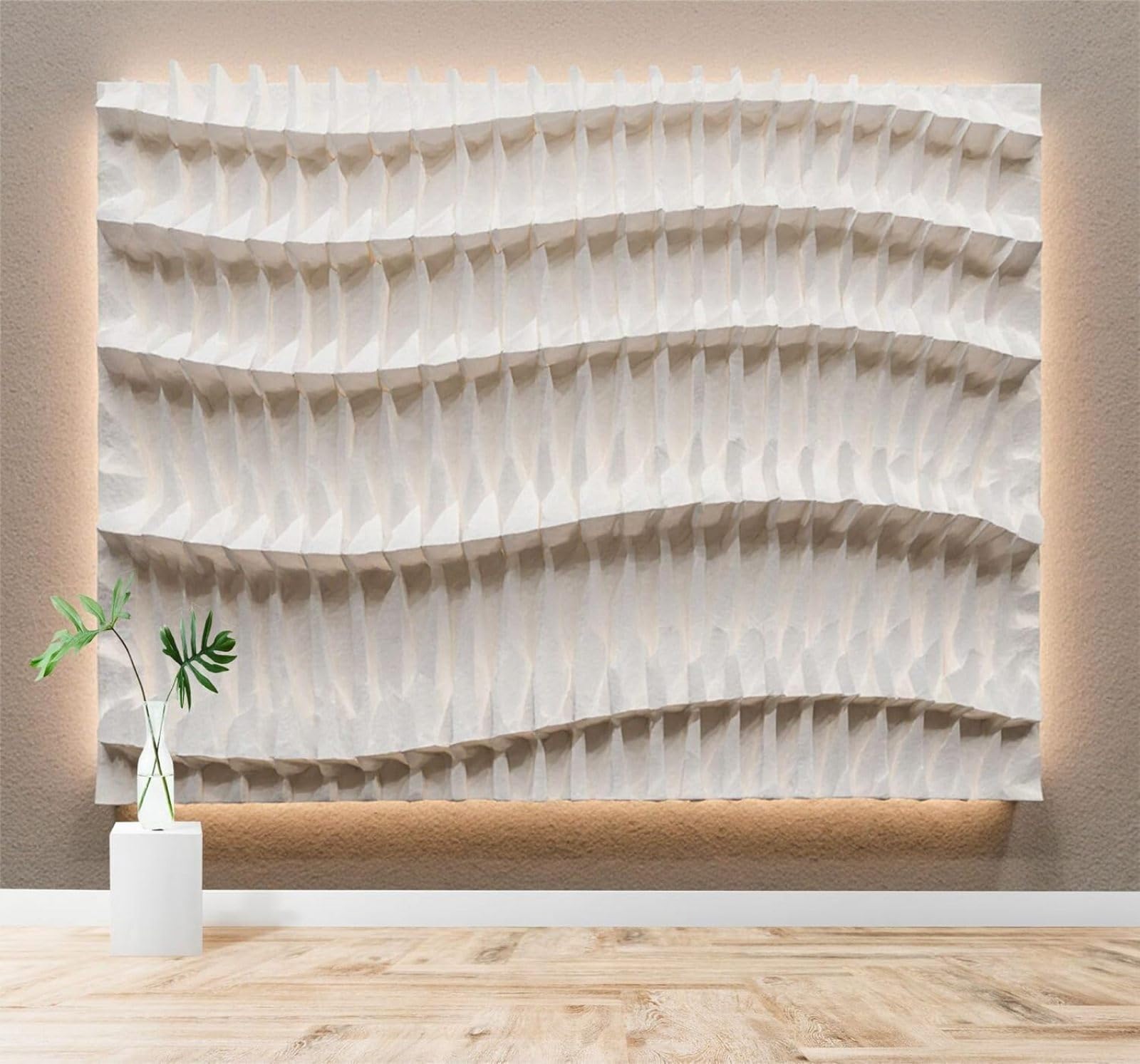 3D Carta da Parati Bianco Minimalista Astratto Geometrico Texture Ondulata