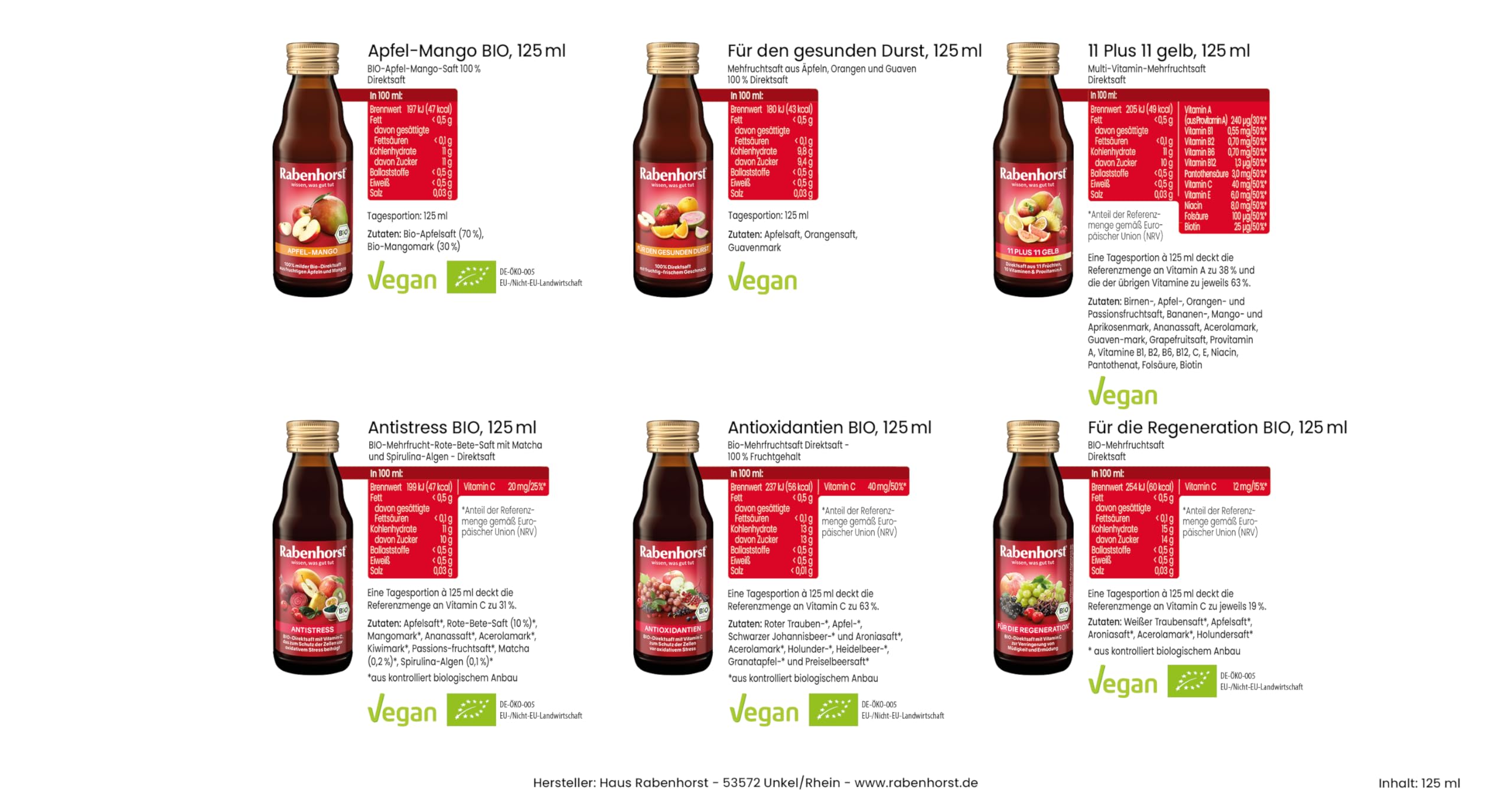 RABENHORST Saft Adventskalender 2025 | 24 hochwertige Direktsäfte in Glasflaschen (12 verschiedene Sorten) – Gesunder Adventskalender für Kinder und Erwachsene