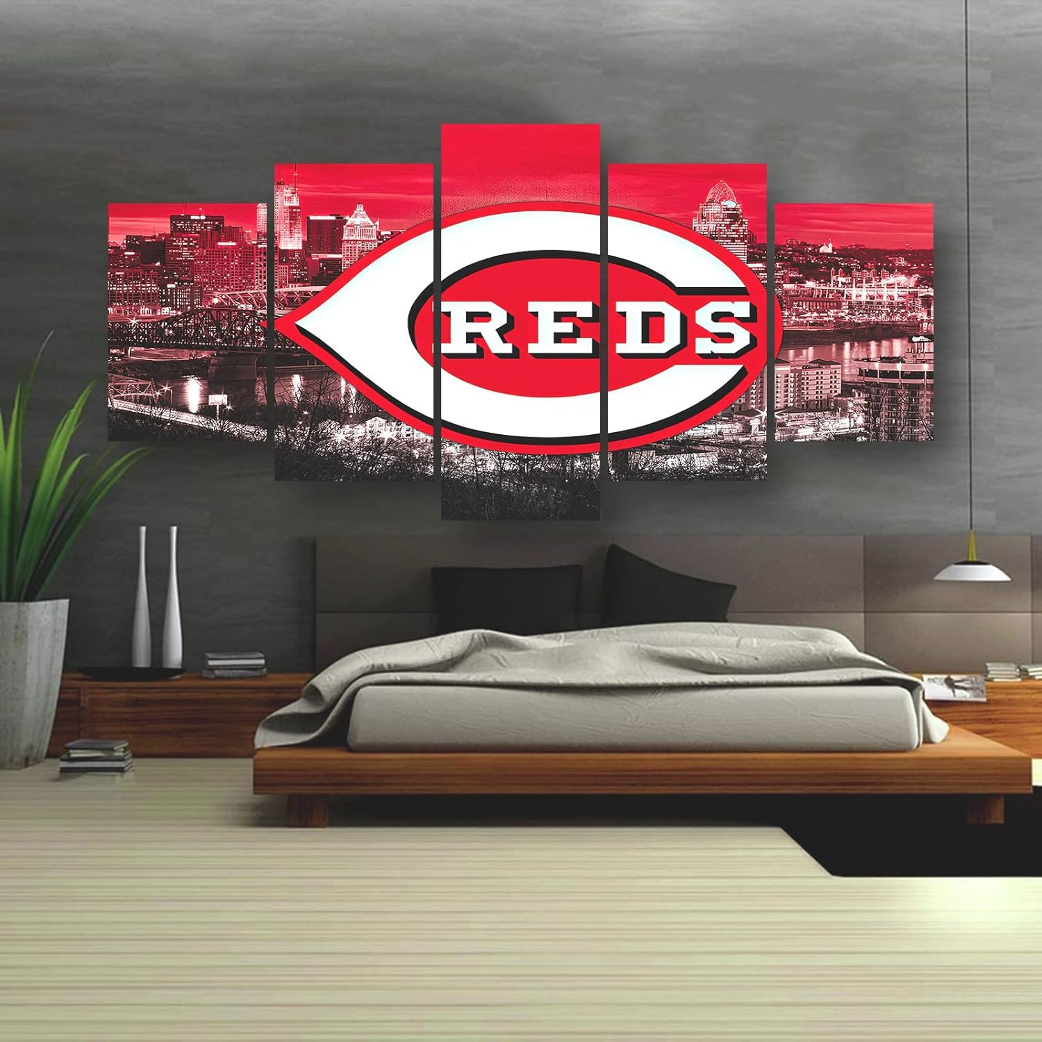 CINCINNATI Cincinnati Reds Baseball Poster Sports Canvas Wall Art Pattern Print Artwork Decor Bedroom Decor Painting Boy Gift (Framed,20x30x2pcs+20x45x2pcs+20x60cmx1pcs), White - Image 7