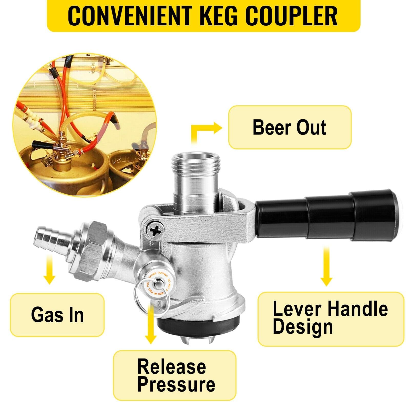 Wieża piwa z beczki Homebrew, zestaw Deluxe Kegerator ze stali nierdzewnej z akcesoriami barowymi regulatora z podwójnym wskaźnikiem(1 Faucet)