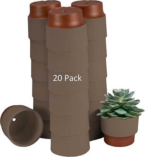 The HC Companies Sprite Mini maceta para suculentas de 2.5 pulgadas, maceta pequeña de plástico con drenaje para plantas de interior, color gris