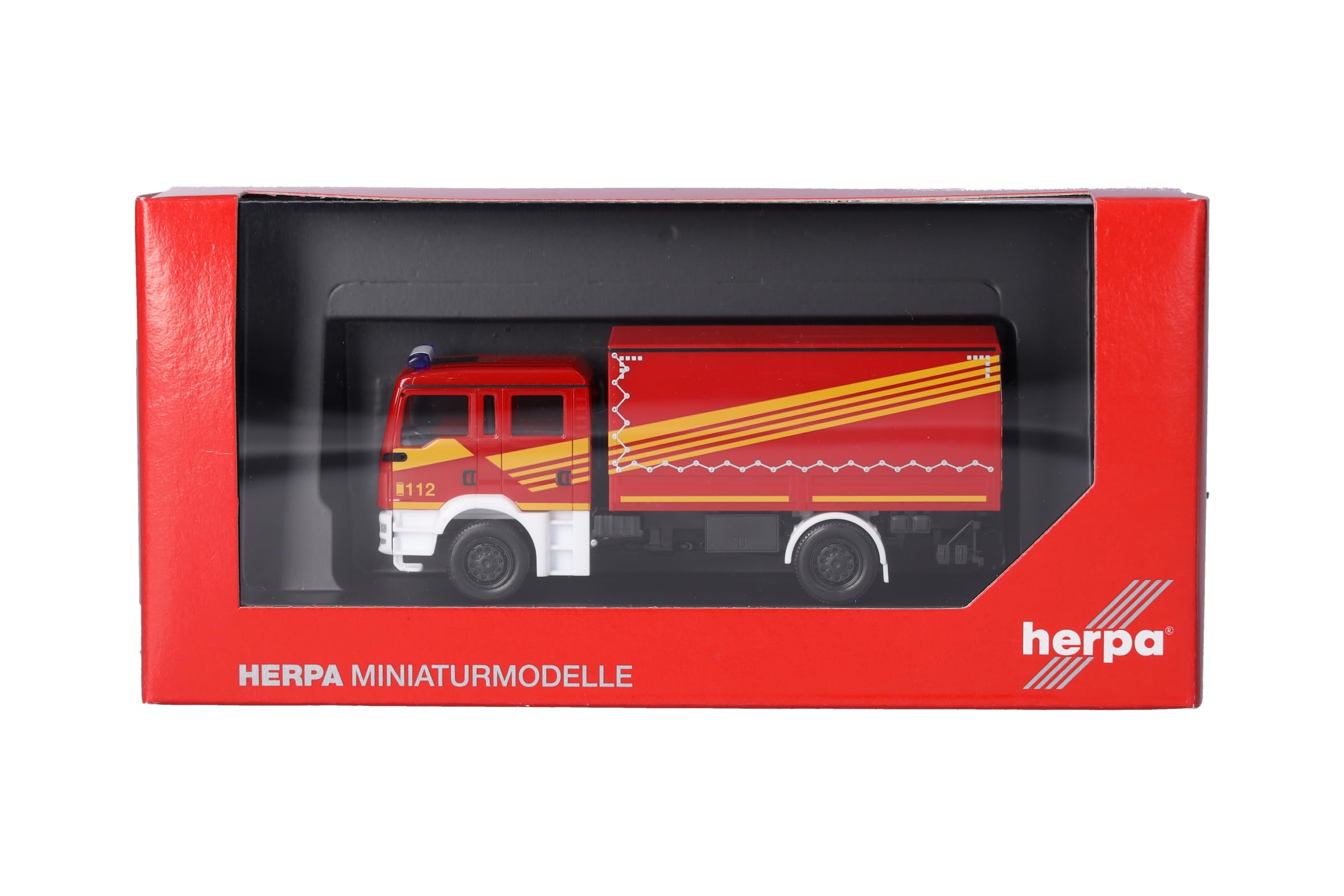 Herpa LKW Modell Man TGM MzKW Feuerwehr, Miniatur im Maßstab 1:87, Sammlerstück, Made in Germany, Kunststoff, Rot