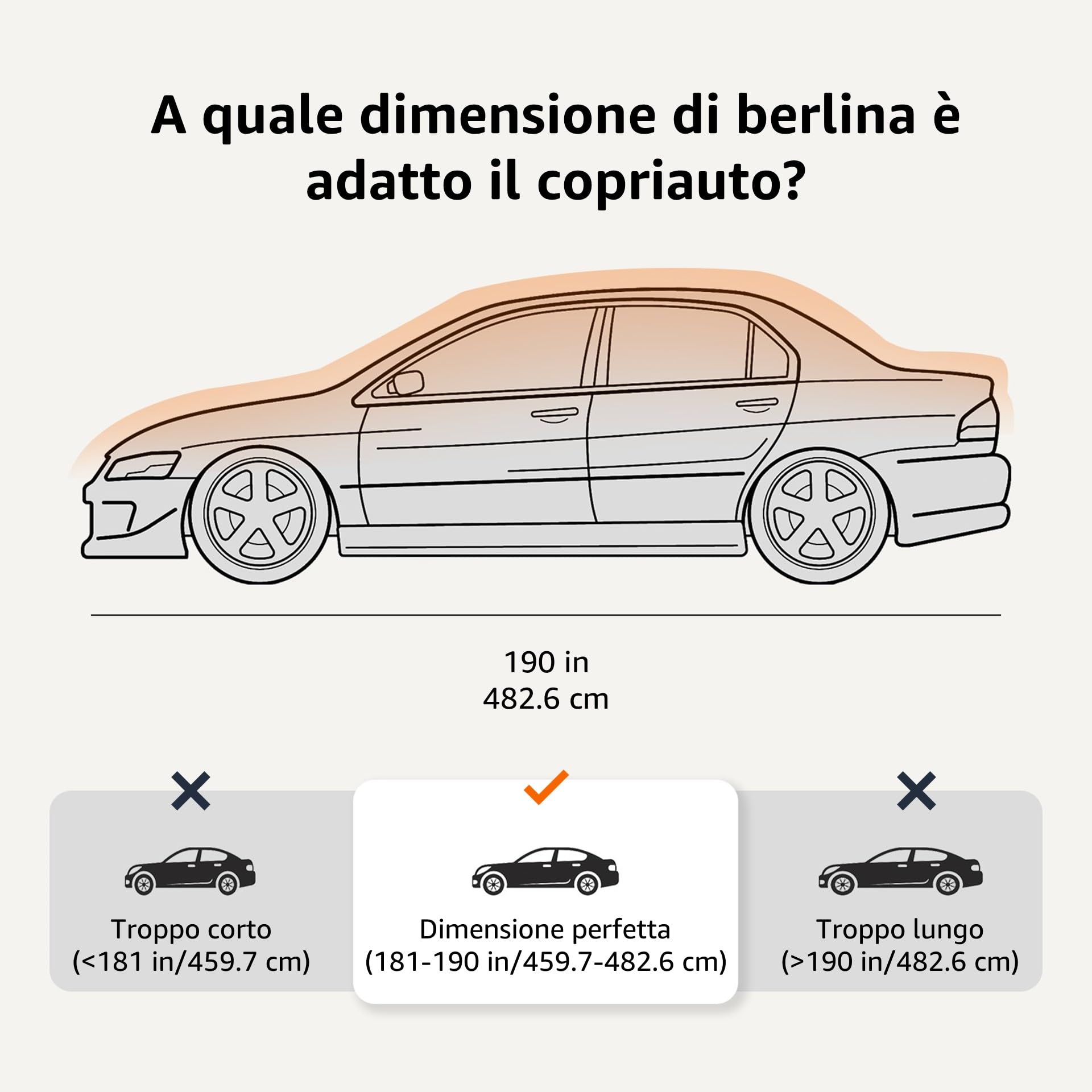 Amazon Basics Telo copriauto Argento, resistente alle intemperie, in tessuto Oxford 150D, per berline fino a 483 cm