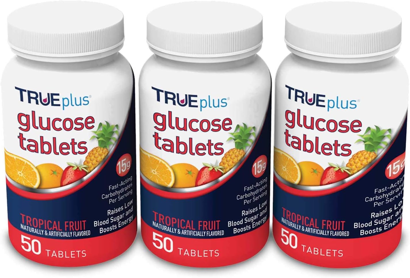 TRUEplus® Glucose Tablets, Tropical Fruit Flavor - 50ct Bottle (3)