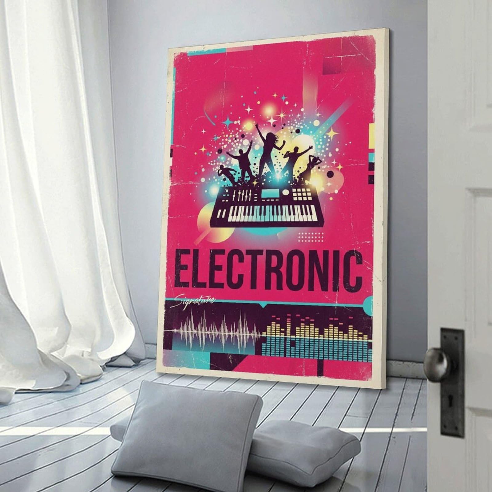 XKUGA Poster con stampa moderna su tela decorativa con musica elettronica, discoteca, discoteca, feste, decorazione artistica da parete ideale per famiglia, grotta degli uomini, sala giochi, camera da
